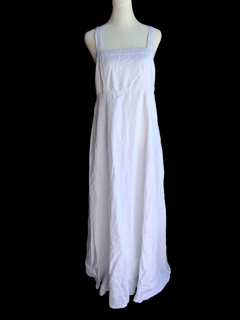 Southern Tide White Maxi Linen Dress with Bow Back Classic White L